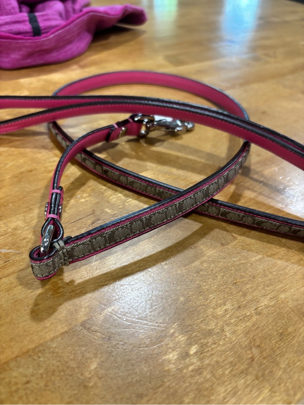 Coach Signature Dog Leash Pink Leather Small 4005 50” Pet Lead